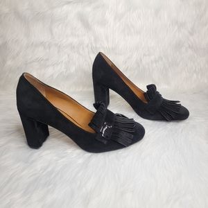 Franco Sarto chunky heel suede heels.